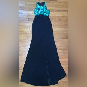 Sachin & Babi Sequin Maxi Dress Green Blue Gown Black 0